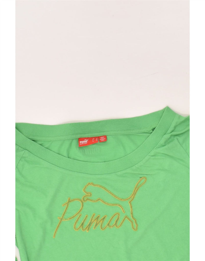 PUMA Womens Graphic Top Long Sleeve UK 16 Large Green Cotton | Vintage Puma | Thrift | Second-Hand Puma | Used Clothing | Messina Hembry 