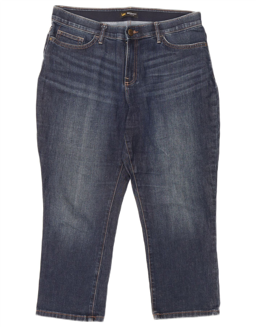 LEE Womens Regular Fit Mid Rise Cropped Jeans US 12 Large W34 L23 Blue