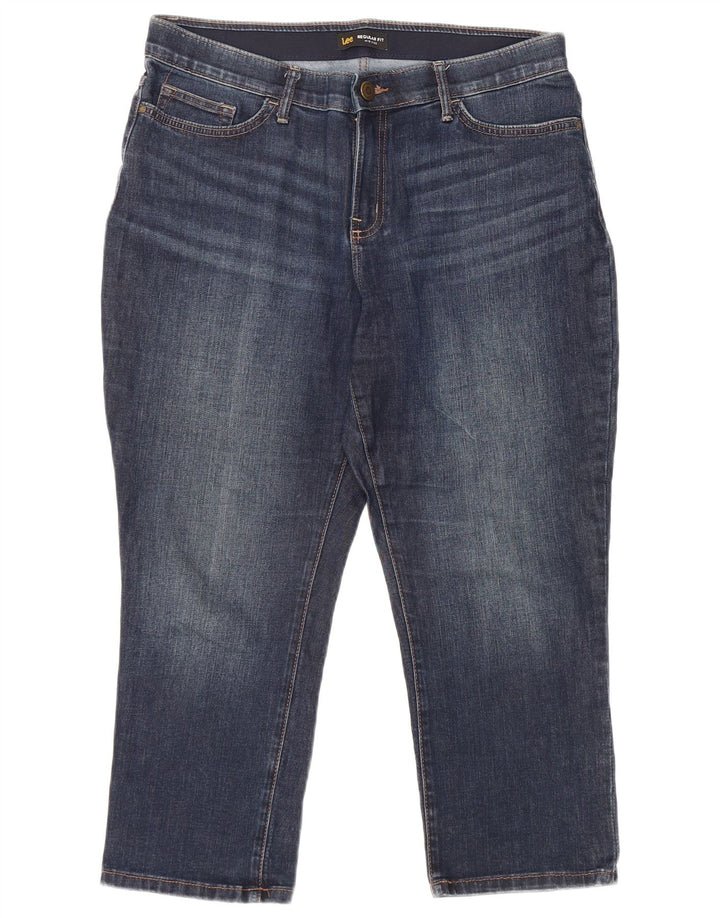 LEE Womens Regular Fit Mid Rise Cropped Jeans US 12 Large W34 L23 Blue