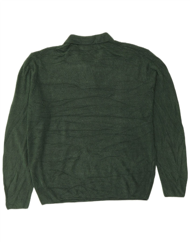 DOCKERS Mens Polo Neck Jumper Sweater XL Green Acrylic