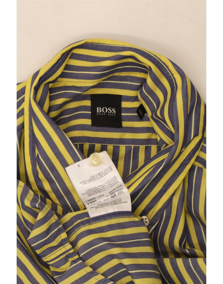 Hugo Boss Mens Shirt 2XL Yellow Striped Cotton