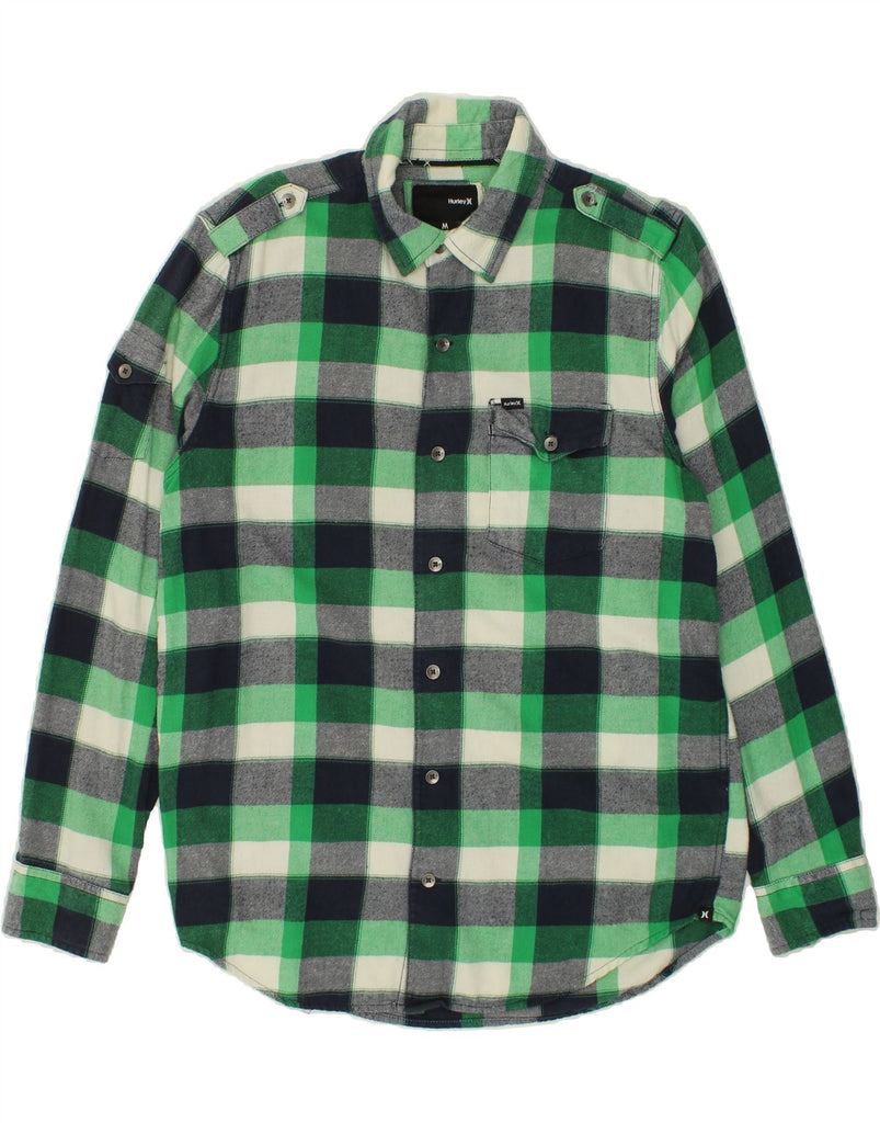 HURLEY Mens Military Flannel Shirt Medium Green Check Cotton | Vintage Hurley | Thrift | Second-Hand Hurley | Used Clothing | Messina Hembry 