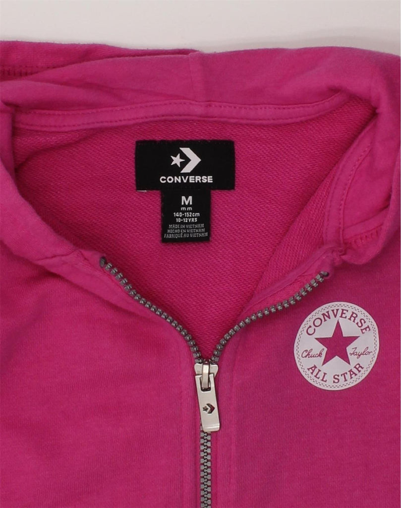 CONVERSE Girls Graphic Zip Hoodie Sweater 10-11 Years Medium Pink Cotton | Vintage Converse | Thrift | Second-Hand Converse | Used Clothing | Messina Hembry 