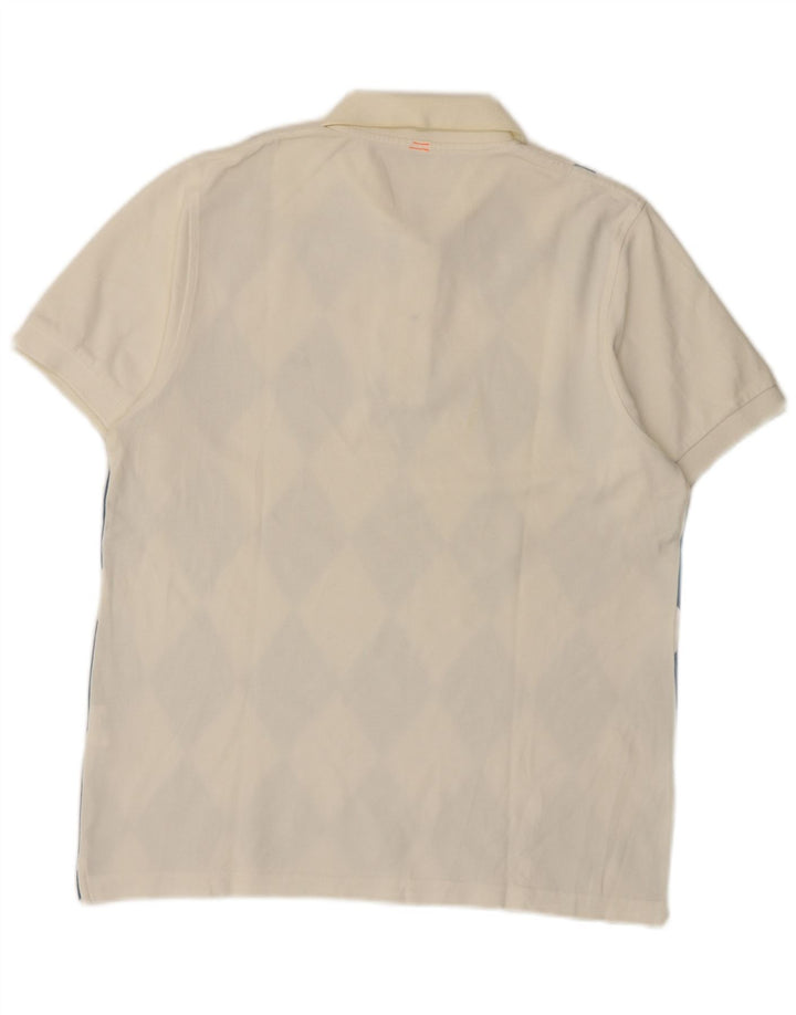 Sun68 Mens Polo Shirt Medium White Argyle/Diamond Cotton