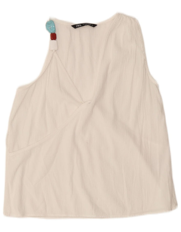 Zara Womens Sleeveless Blouse Top UK 10 Small White Viscose
