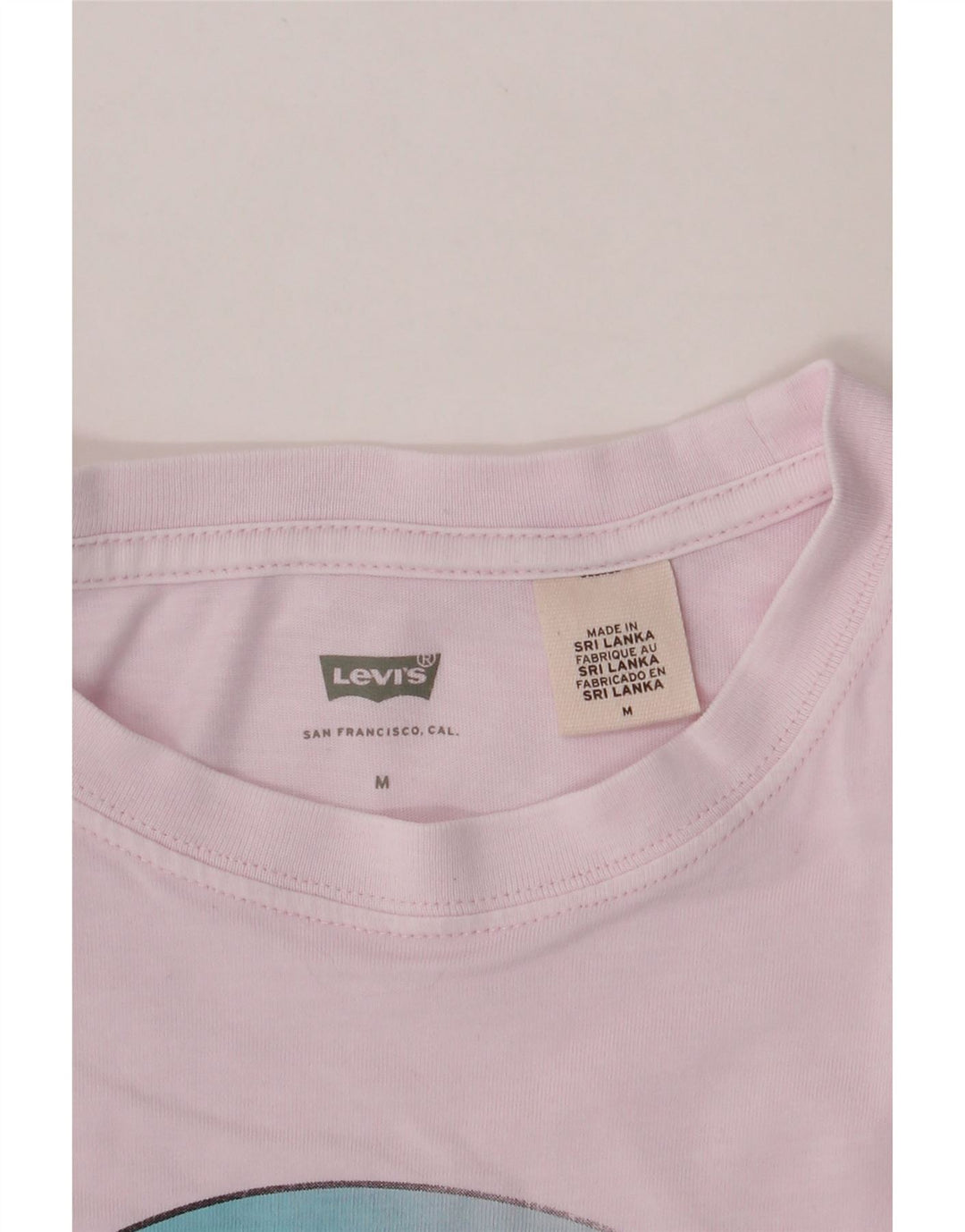 LEVI'S Womens Crop Graphic T-Shirt Top UK 14 Medium Pink Vintage Levi's and Second-Hand Levi's from Messina Hembry 