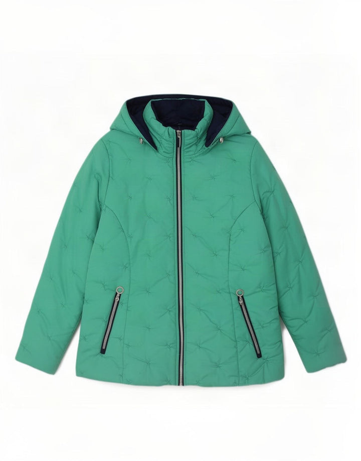 Paco Coastal Womens Hooded Padded Jacket UK 12 Medium Green Polyester