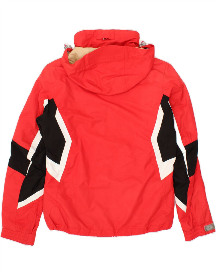 VINTAGE Womens Hooded Windbreaker Jacket UK 10 Small  Red Colourblock Vintage Vintage and Second-Hand Vintage from Messina Hembry 