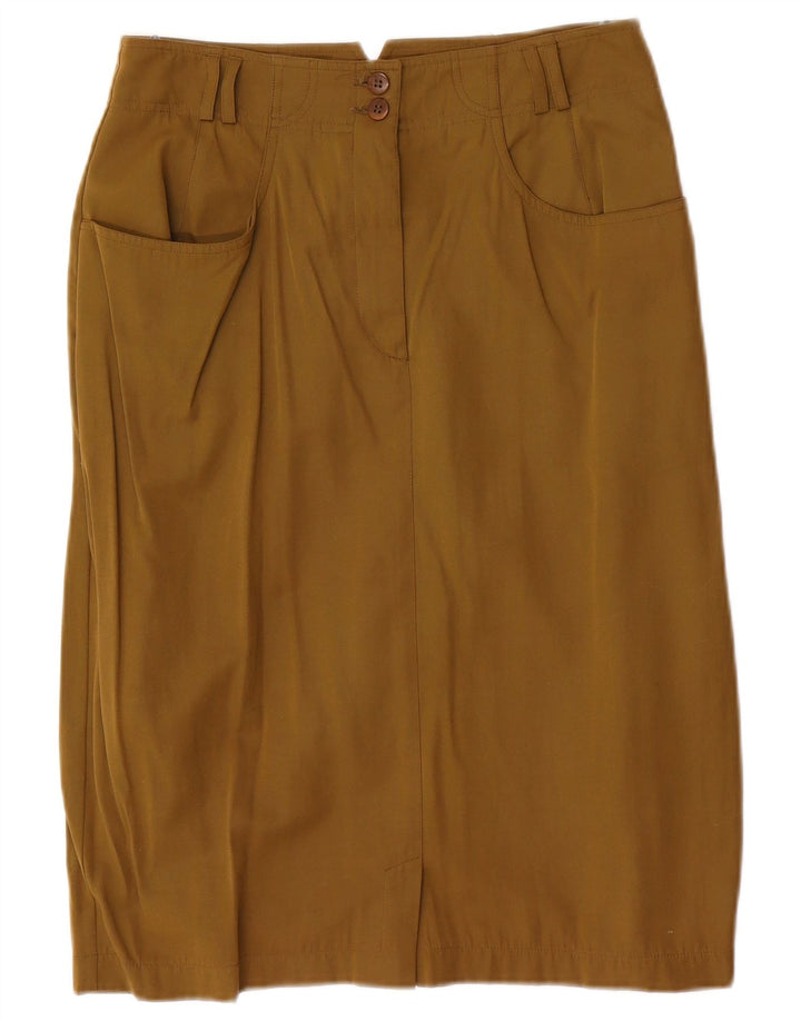 Vintage Womens Pencil Skirt EU 38 Medium W28 Khaki Polyester