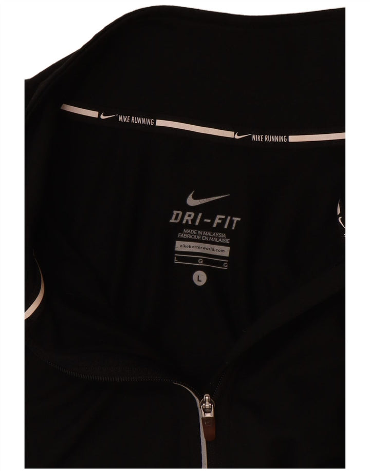 Nike Womens Dri Fit Zip Neck Pullover Tracksuit Top UK 16 Large Black