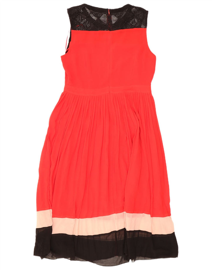 Oasis Womens Sleeveless A-Line Dress UK 14 Large Red Colourblock Polyester