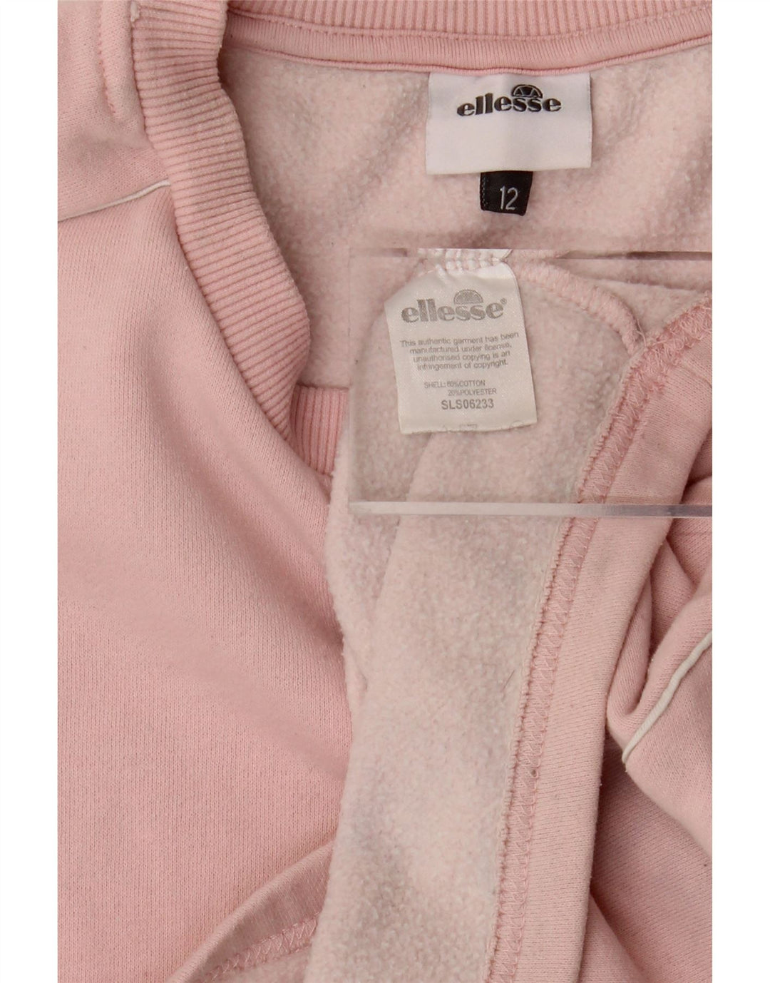 ELLESSE Womens Crop Graphic Sweatshirt Jumper UK 12 Medium  Pink Cotton Vintage Ellesse and Second-Hand Ellesse from Messina Hembry 