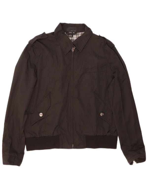 Zara Mens Bomber Jacket UK 38 Medium Black Cotton