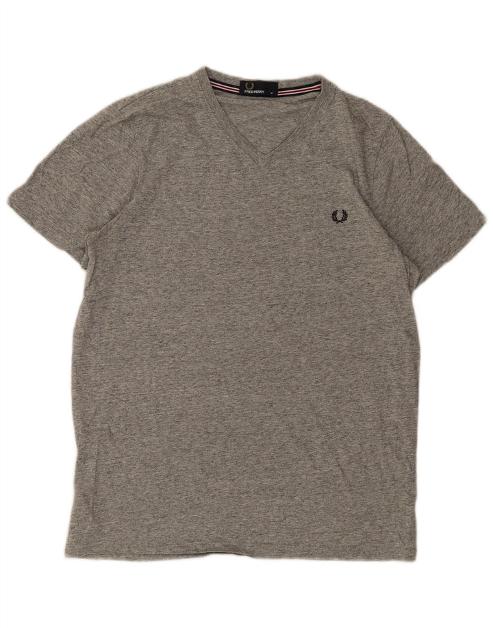 FRED PERRY Mens T-Shirt Top Medium Grey Flecked Cotton