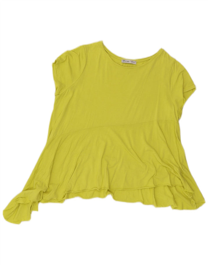 Zara Womens Asymmetric Blouse Top UK 10 Small Green