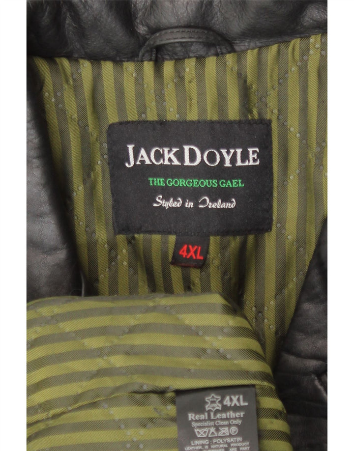 Jack Doyle Mens Leather Jacket UK 48 4XL Black Leather