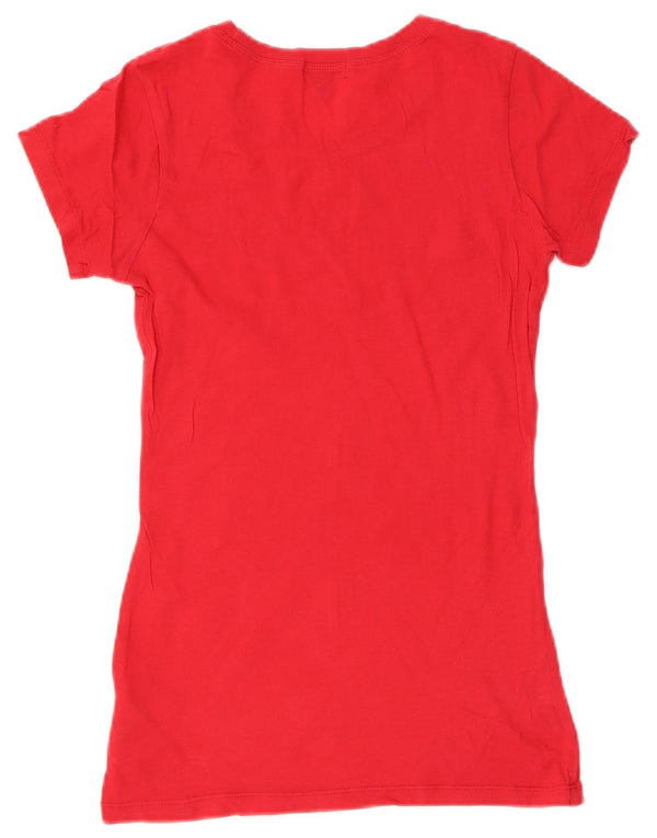 Guess Womens Graphic T-Shirt Top UK 6 XS Red Cotton