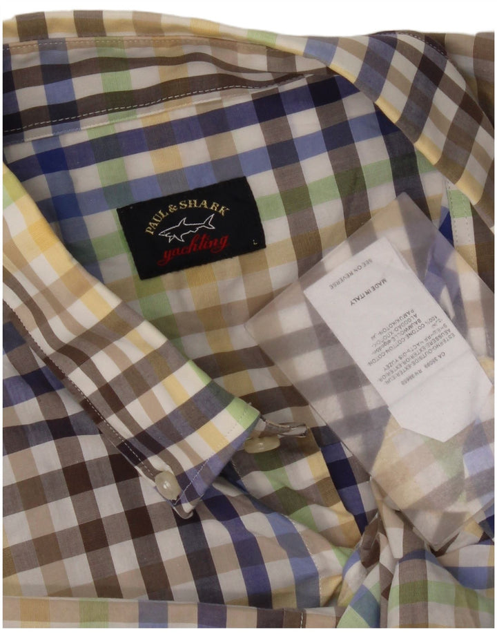 Paul & Shark Mens Short Sleeve Shirt Large Multicoloured Check Cotton