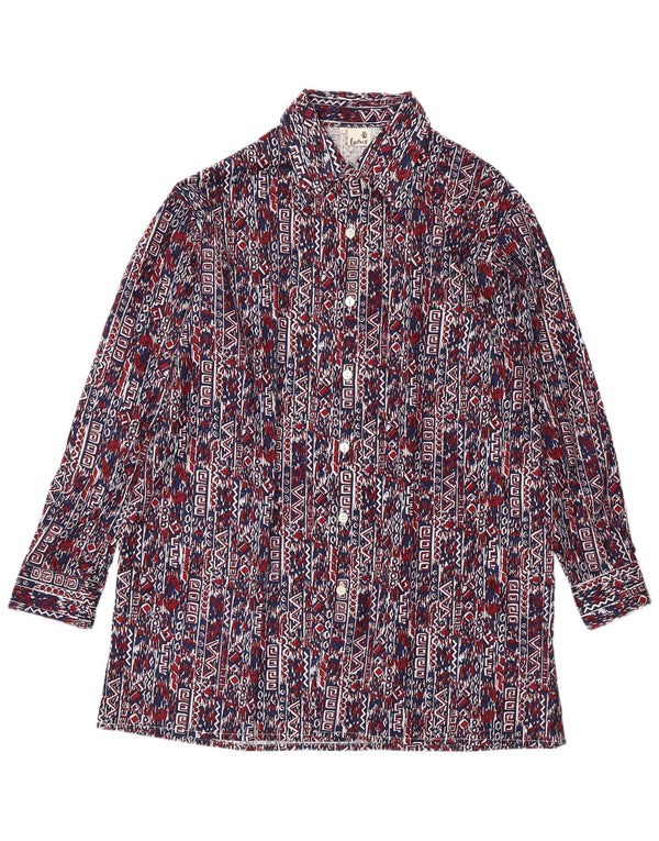 VINTAGE Mens Shirt Size 41 Large Navy Blue Geometric