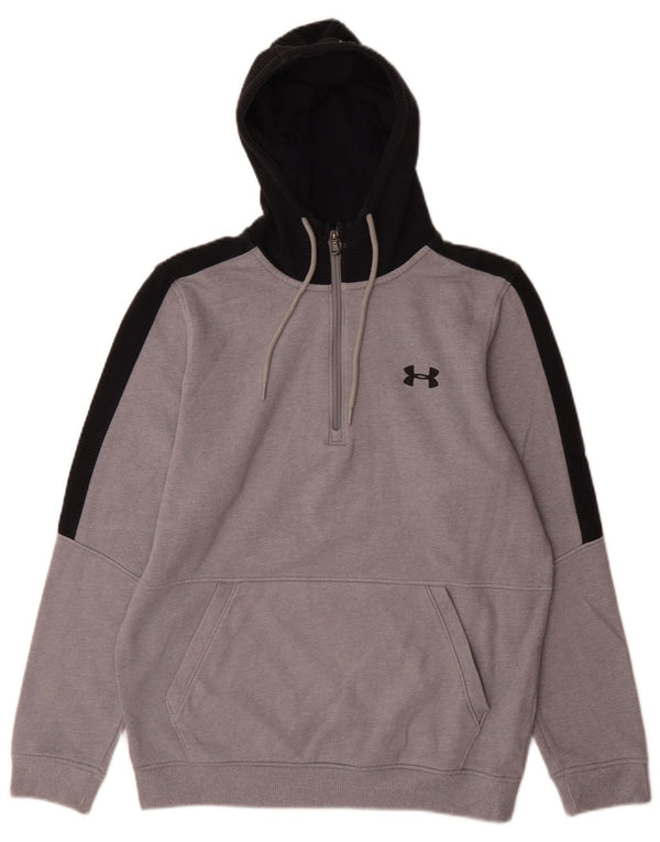 Under Armour Mens Zip Neck Hoodie Jumper Small Grey Colourblock Cotton