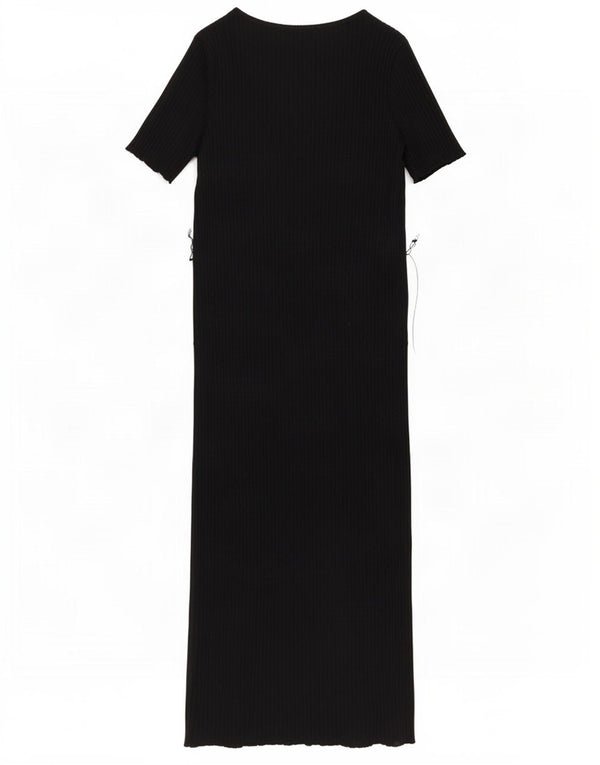 Zara Womens Maxi Dress UK 14 Medium Black Cotton