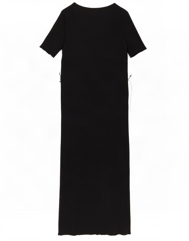 Zara Womens Maxi Dress UK 14 Medium Black Cotton