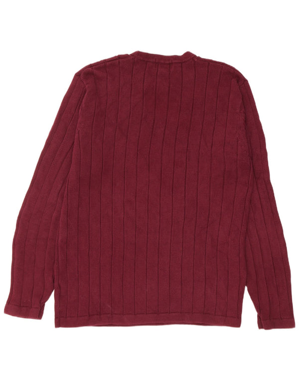 Eddie Bauer Mens Tall Crew Neck Jumper Sweater Medium Burgundy Cotton