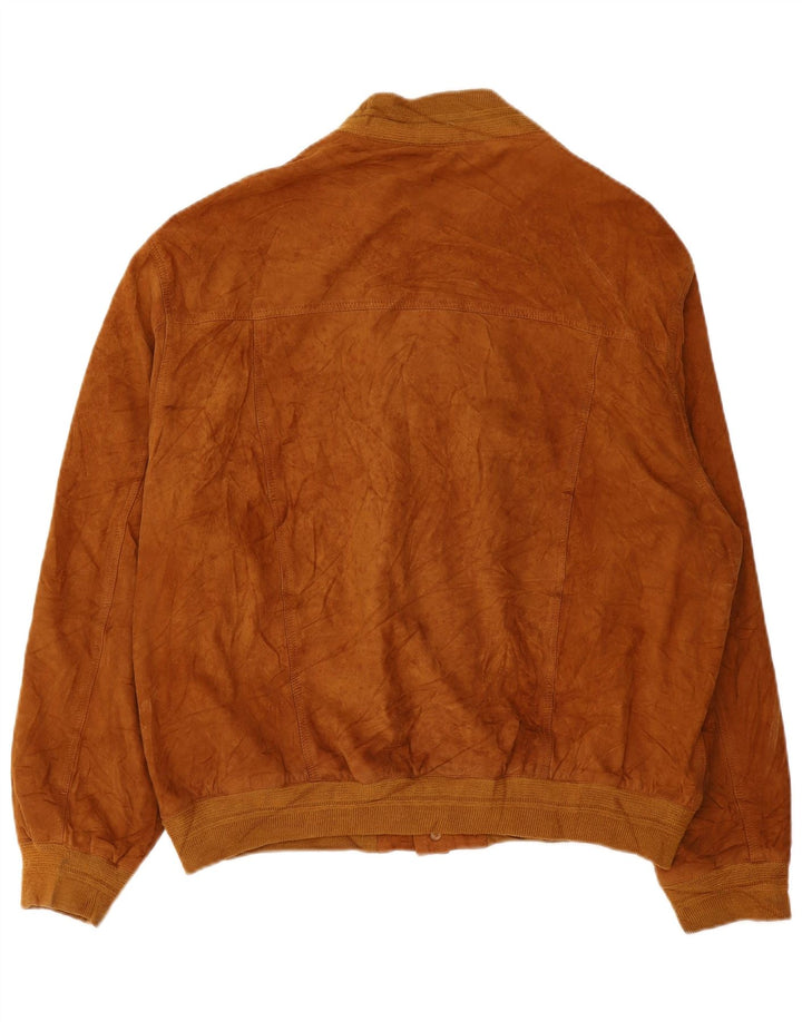 Vintage Mens Suede Bomber Jacket EU 56 3XL Brown Leather
