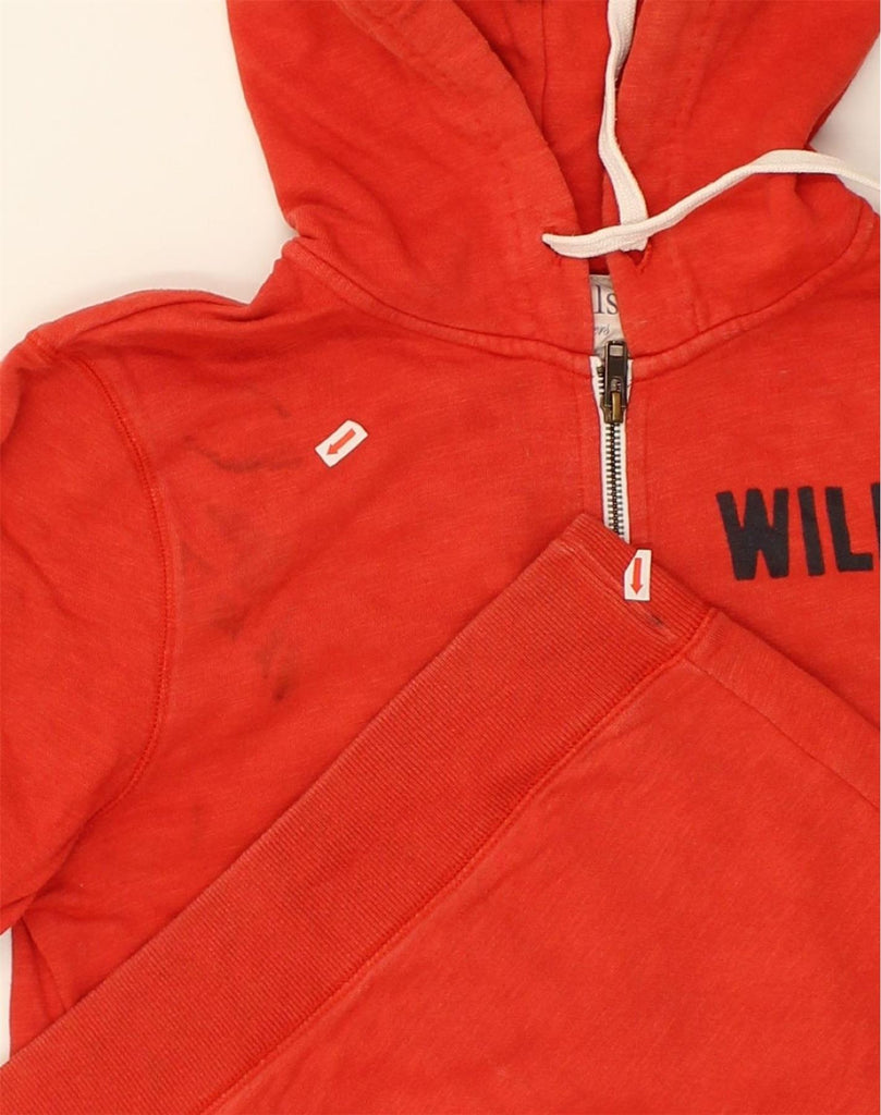 JACK WILLS Mens Graphic Zip Hoodie Sweater XS Red Cotton | Vintage Jack Wills | Thrift | Second-Hand Jack Wills | Used Clothing | Messina Hembry 