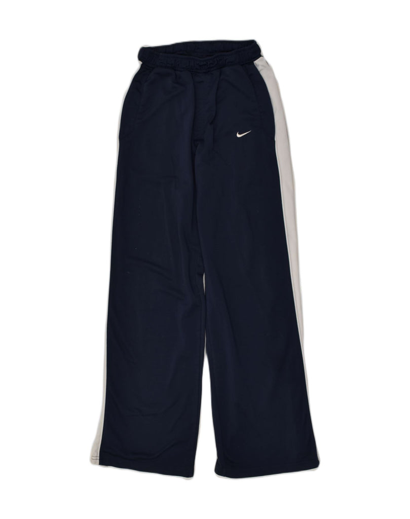 NIKE Girls Tracksuit Trousers 12-13 Years Large Navy Blue Colourblock | Vintage Nike | Thrift | Second-Hand Nike | Used Clothing | Messina Hembry 