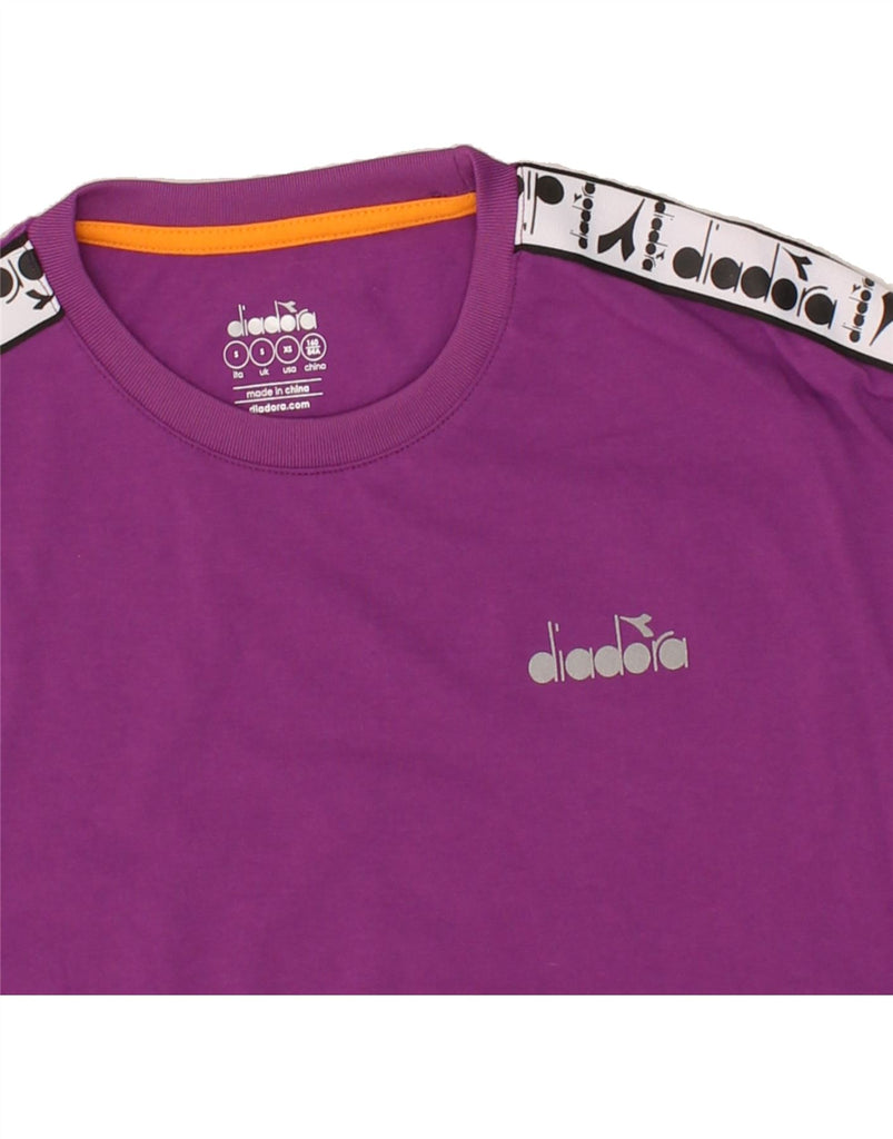 DIADORA Womens Graphic T-Shirt Top UK 10 Small Purple Colourblock Vintage Diadora and Second-Hand Diadora from Messina Hembry 