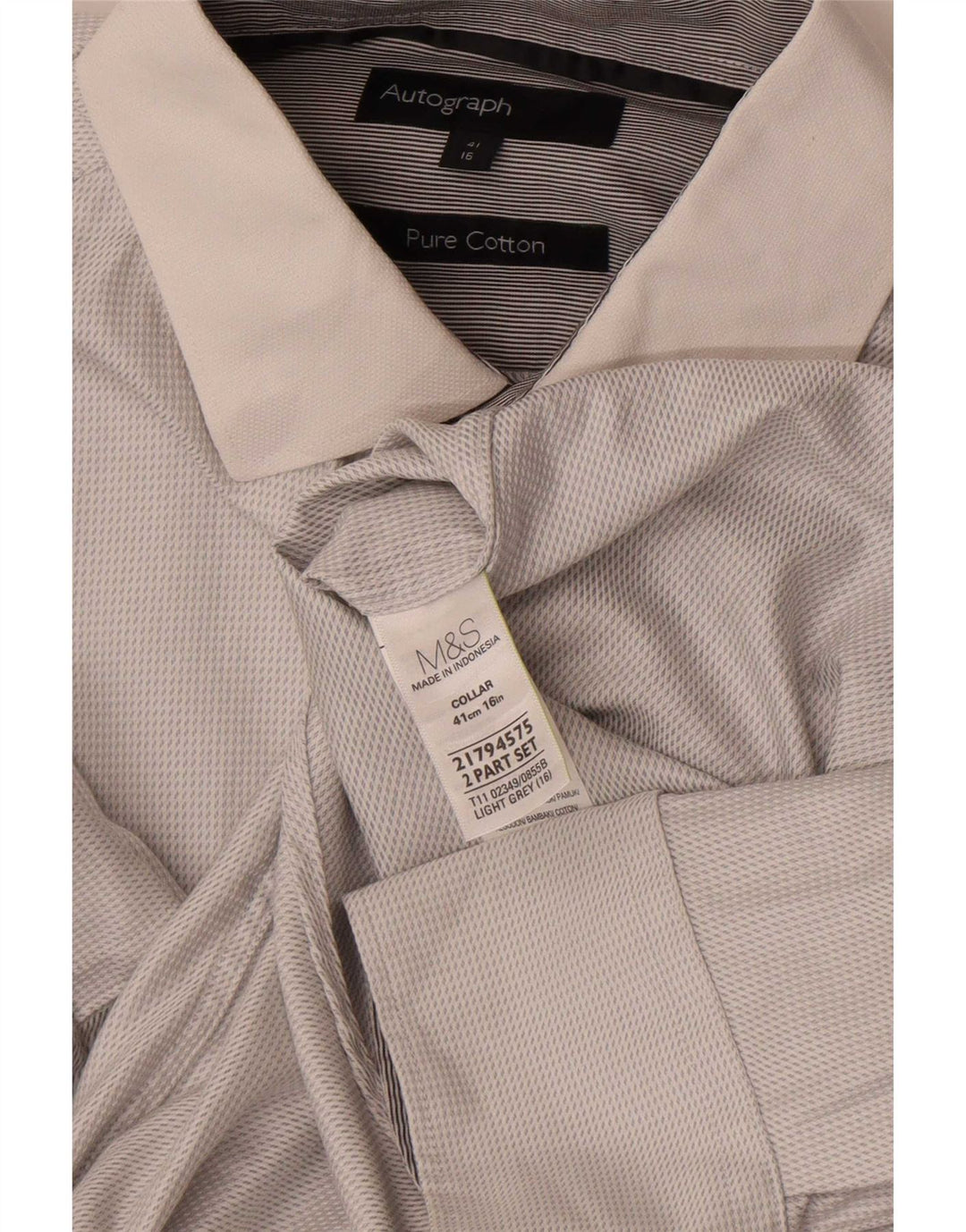 Marks & Spencer Mens Autograph Shirt Size 41 Medium Grey Cotton