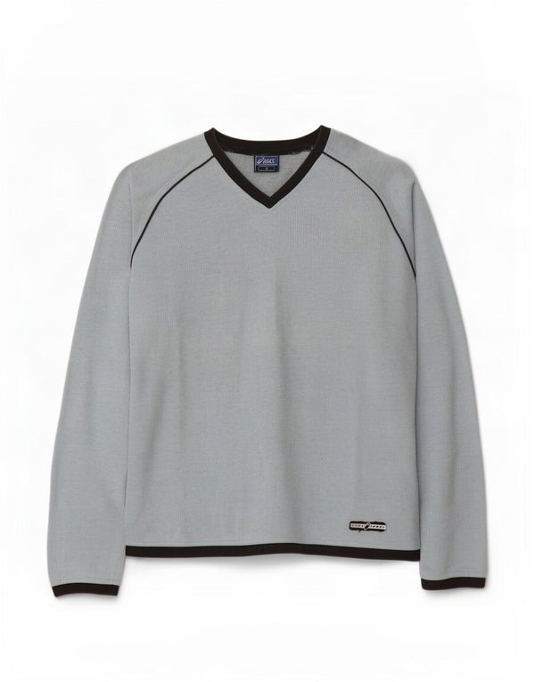 Asics Womens Top Long Sleeve UK 16 Large Blue Cotton