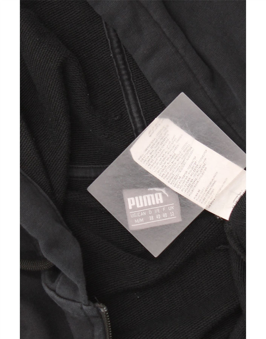 Puma Womens Zip Hoodie Sweater UK 12 Medium Black Cotton