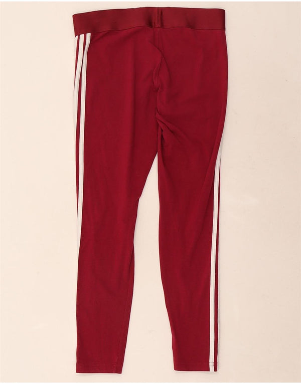 Adidas Womens Leggings UK 12/14 Medium Red Cotton