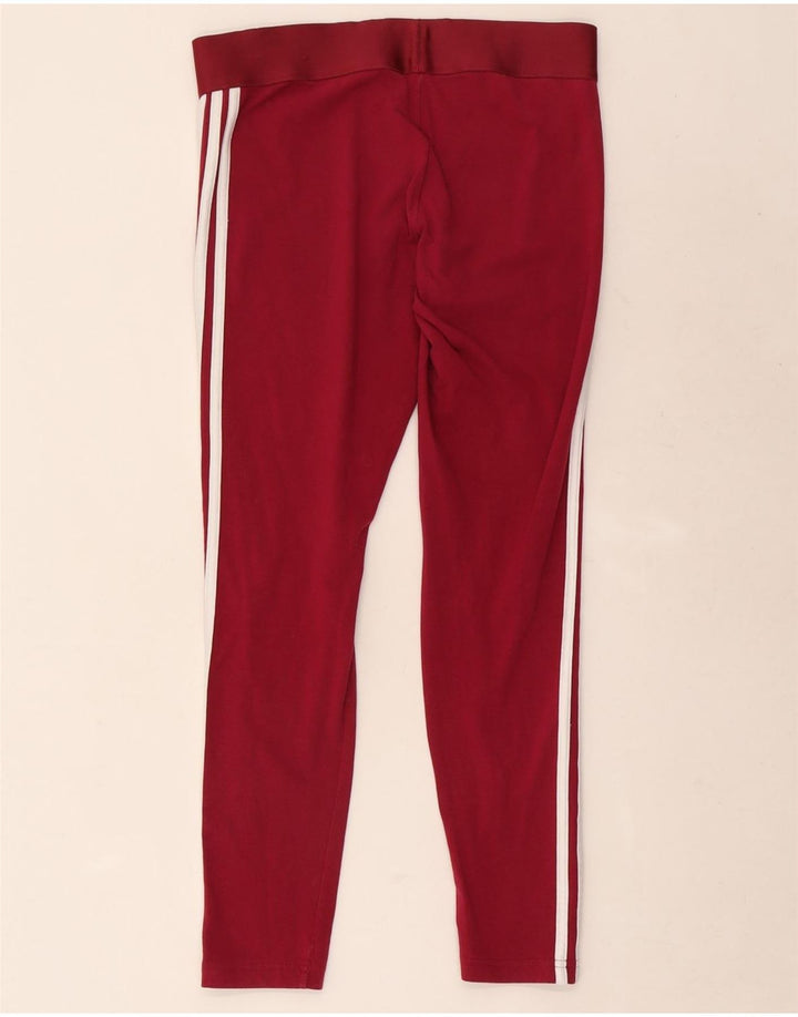 Adidas Womens Leggings UK 12/14 Medium Red Cotton