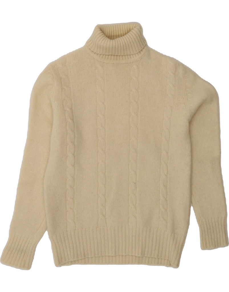 VINTAGE Womens Roll Neck Jumper Sweater UK 12 Medium Off White Wool Vintage Vintage and Second-Hand Vintage from Messina Hembry 