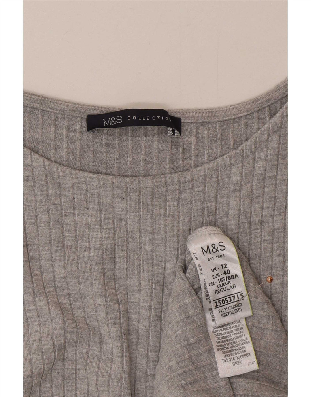 Marks & Spencer Womens Sleeveless Bodycon Dress UK 12 Medium Grey Viscose