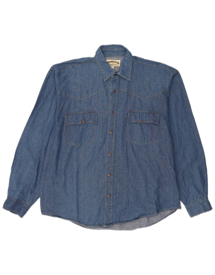 Vintage Mens Denim Shirt Large Blue Cotton