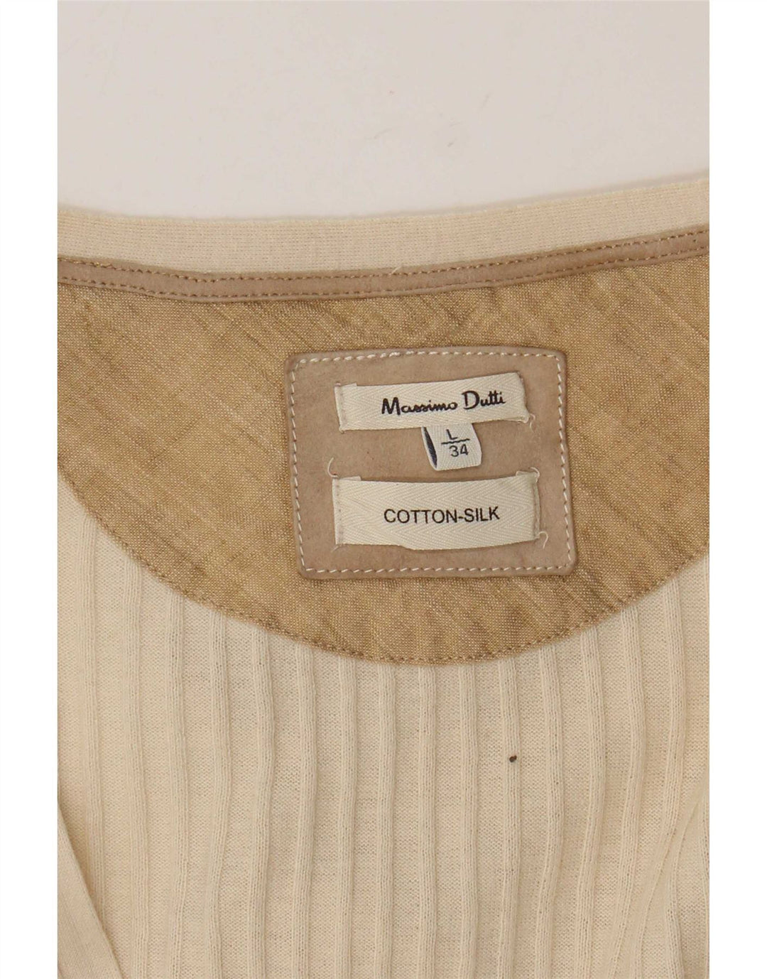 Massimo Dutti Womens Cardigan Sweater UK 16 Large Beige Cotton