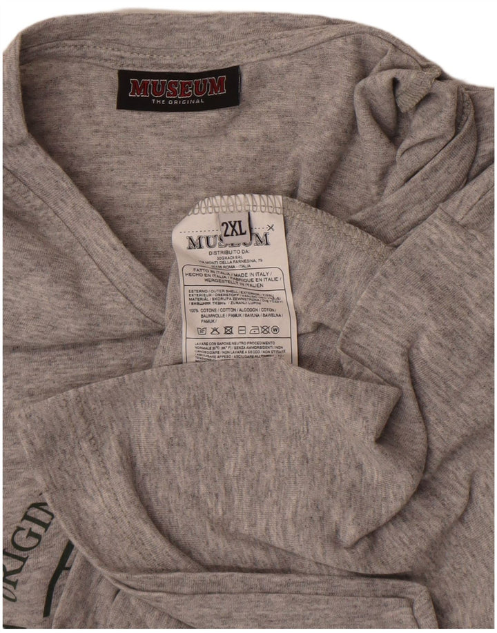 Museum Mens Graphic T-Shirt Top 2XL Grey Cotton
