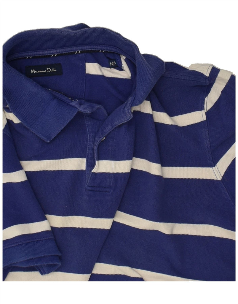 MASSIMO DUTTI Mens Polo Shirt  XL Navy Blue Striped Cotton | Vintage Massimo Dutti | Thrift | Second-Hand Massimo Dutti | Used Clothing | Messina Hembry 