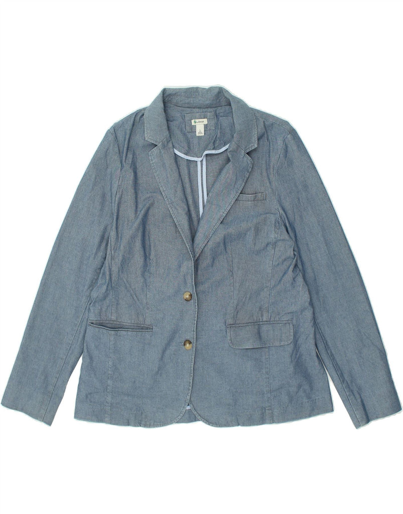 L.L.BEAN Womens 2 Button Blazer Jacket UK 16 Large Blue Cotton | Vintage L.L.Bean | Thrift | Second-Hand L.L.Bean | Used Clothing | Messina Hembry 