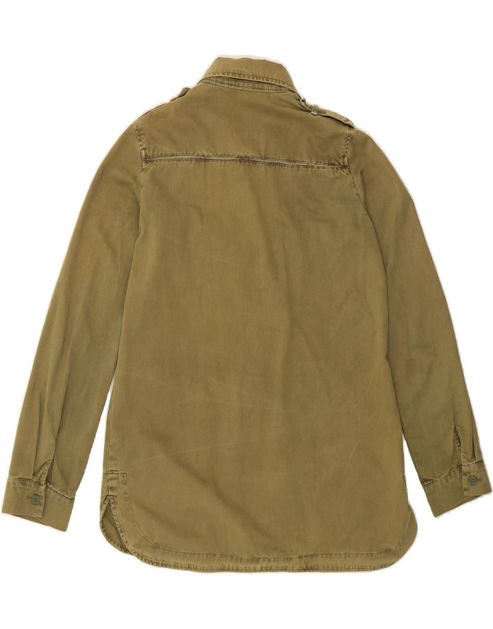 ZARA Womens Military Denim Jacket UK 10 Small Green Cotton Vintage Zara and Second-Hand Zara from Messina Hembry 