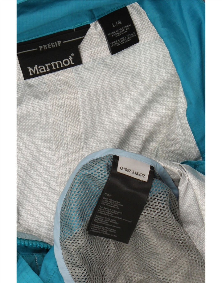 Marmot Womens Hooded Rain Jacket UK 16 Large Blue Nylon