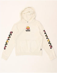 VANS Girls Graphic Hoodie Jumper 14-15 Years XL White Floral Cotton