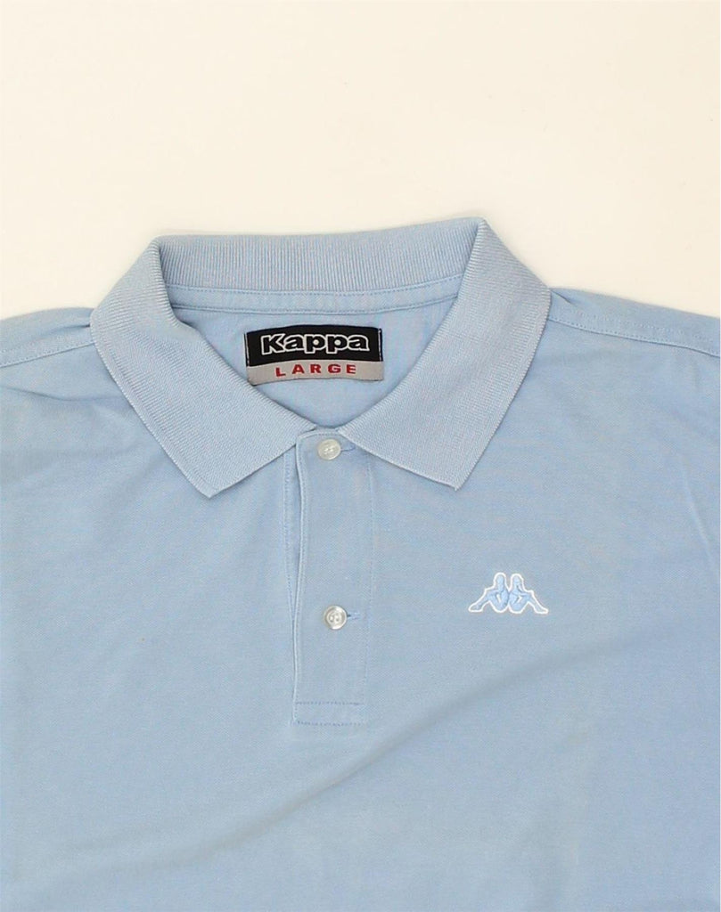 KAPPA Mens Long Sleeve Polo Shirt Large Blue Cotton | Vintage Kappa | Thrift | Second-Hand Kappa | Used Clothing | Messina Hembry 
