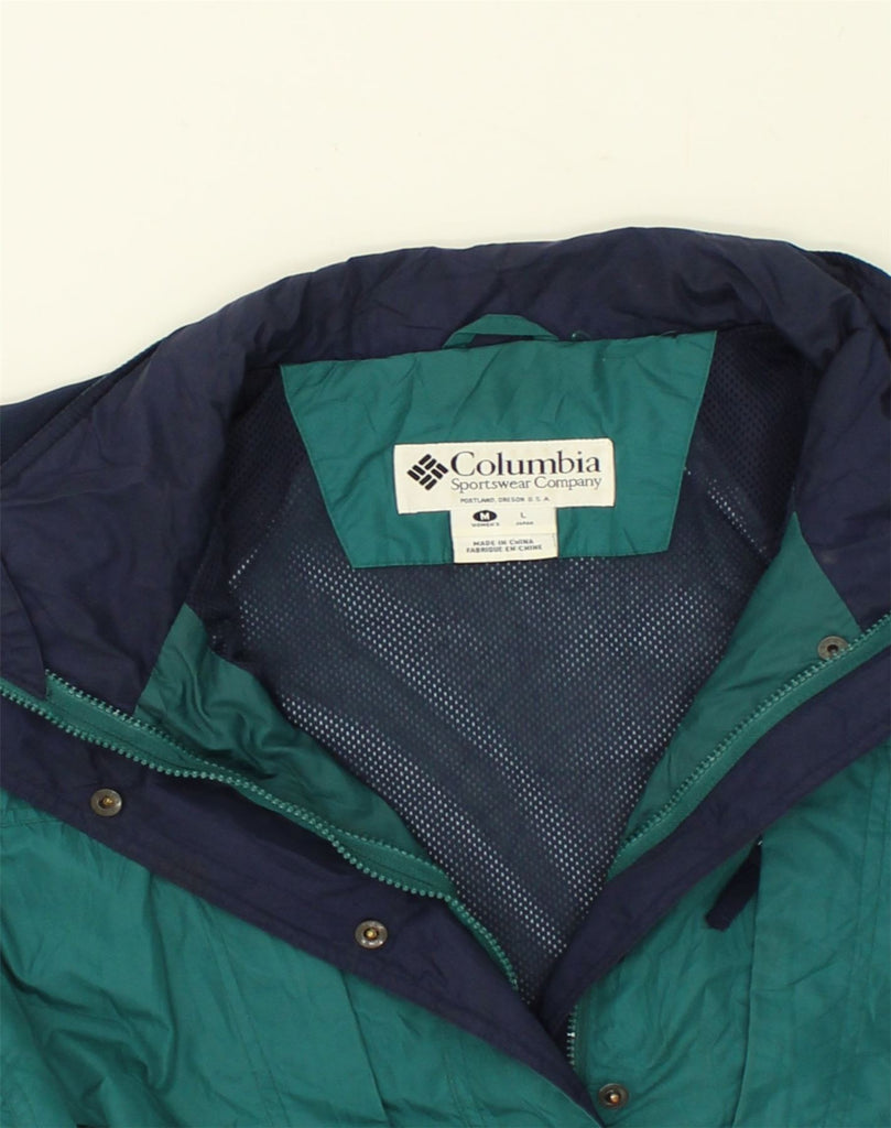 COLUMBIA Womens Windbreaker Jacket UK 16 Large Green Colourblock Polyester | Vintage Columbia | Thrift | Second-Hand Columbia | Used Clothing | Messina Hembry 