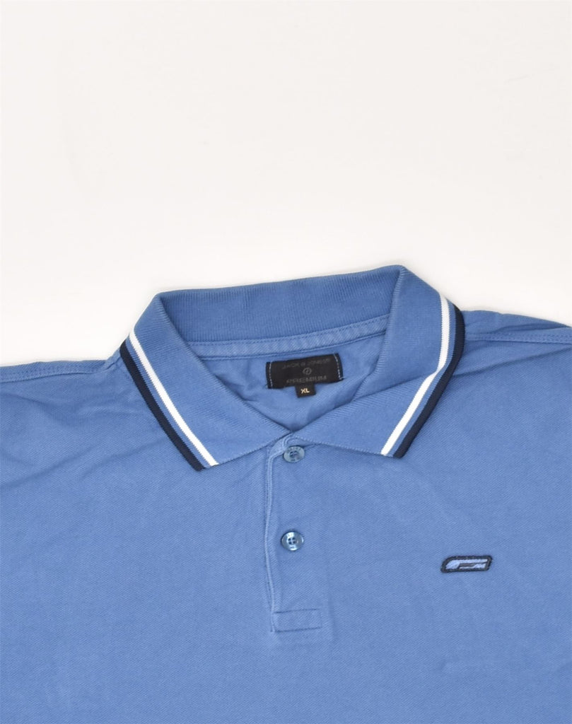 JACK & JONES Mens Premium Polo Shirt XL Blue Cotton | Vintage Jack & Jones | Thrift | Second-Hand Jack & Jones | Used Clothing | Messina Hembry 