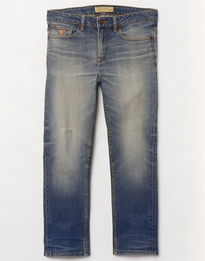 Guess Mens Straight Jeans W32 L29 Blue Cotton